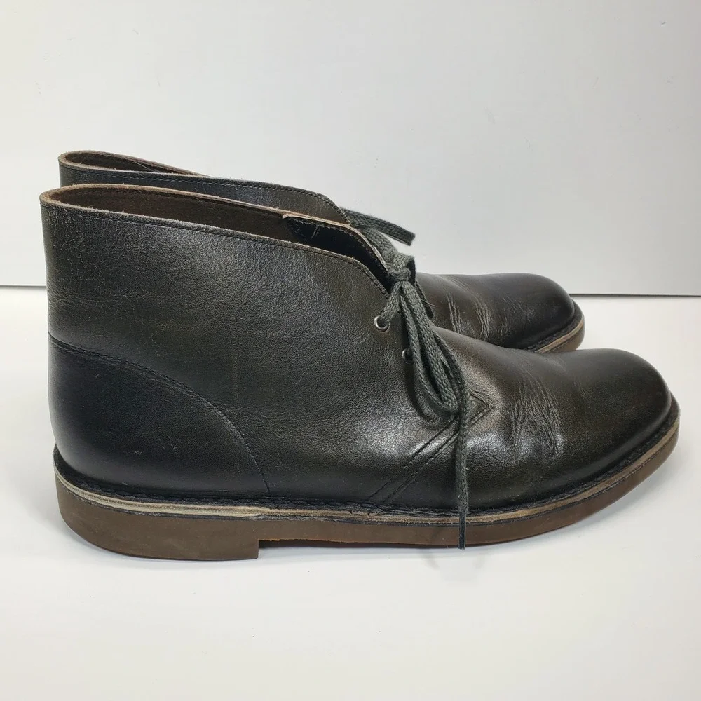 Clarks Men's Chukka Boots Size 12M Bushacre 2 Black Leather Ankle Lace Up 15522